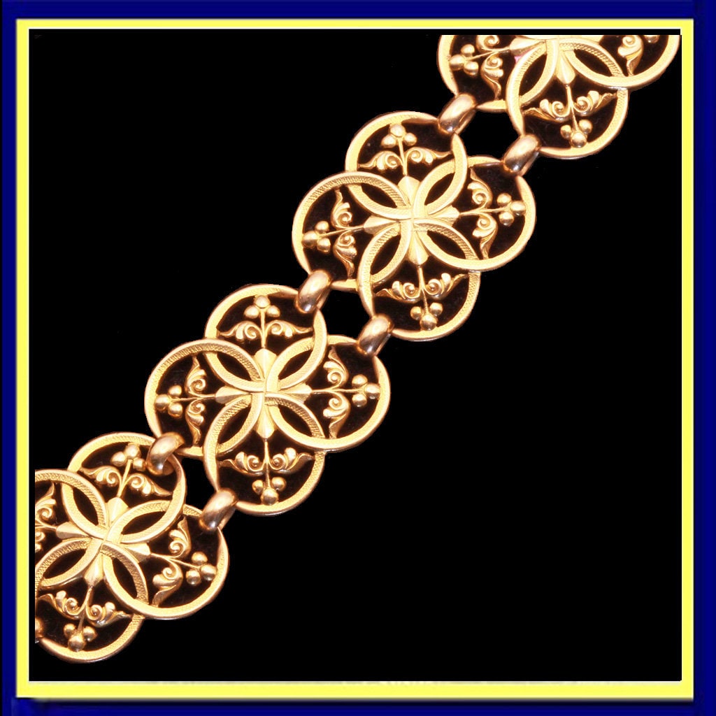 Jules Louis Wiese Antique Bracelet 18k Gold Gothic Renaissance Revival (7177)