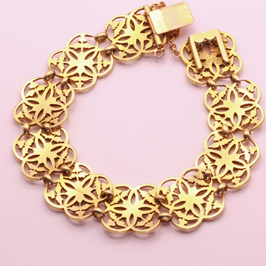 Jules Louis Wiese Antique Bracelet 18k Gold Gothic Renaissance Revival (7177)