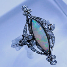 Antique Art Nouveau Ring Platinum Diamonds Opal French Fab opal colors (7181)