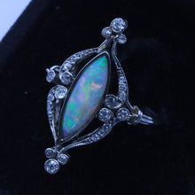 Antique Art Nouveau Ring Platinum Diamonds Opal French Fab opal colors (7181)