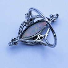 Antique Art Nouveau Ring Platinum Diamonds Opal French Fab opal colors (7181)