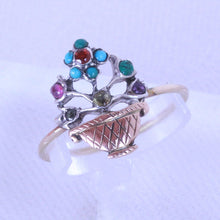 Antique French Georgian Ring Giardinetto 18k Gold Turquoise Diamonds Gems (7182)