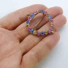 Antique Victorian Brooch Gold Blue Pink Yellow Sapphires Heart w Appraisal (6204