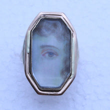 Antique Georgian Miniature Eye Ring 14k Gold miniature painting