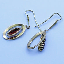 Antique French Victorian Earrings Dangles 18k Gold and Garnets Napoleon 3 (7186)