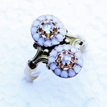 Antique Art Nouveau Victorian Ring 18k Gold Diamonds Enamel French (7187)