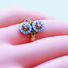 Antique Art Nouveau Victorian Ring 18k Gold Diamonds Enamel French (7187)