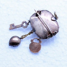 Antique Georgian Pendant Brooch Lock Key Heart Gold Topaz Pearls Garnet (7163)
