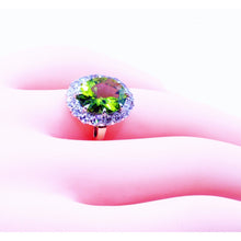 Antique ring Peridot Diamonds 14k Gold American Art Deco circa 1930 (7172)