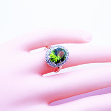 Antique ring Peridot Diamonds 14k Gold American Art Deco circa 1930 (7172)