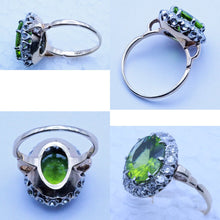 Antique ring Peridot Diamonds 14k Gold American Art Deco circa 1930 (7172)