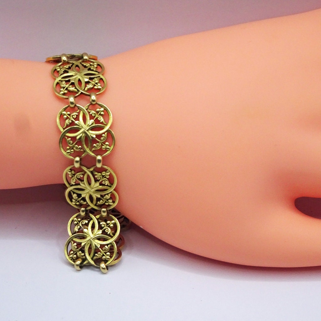 Jules Louis Wiese Antique Bracelet 18k Gold Gothic Renaissance Revival (7177)