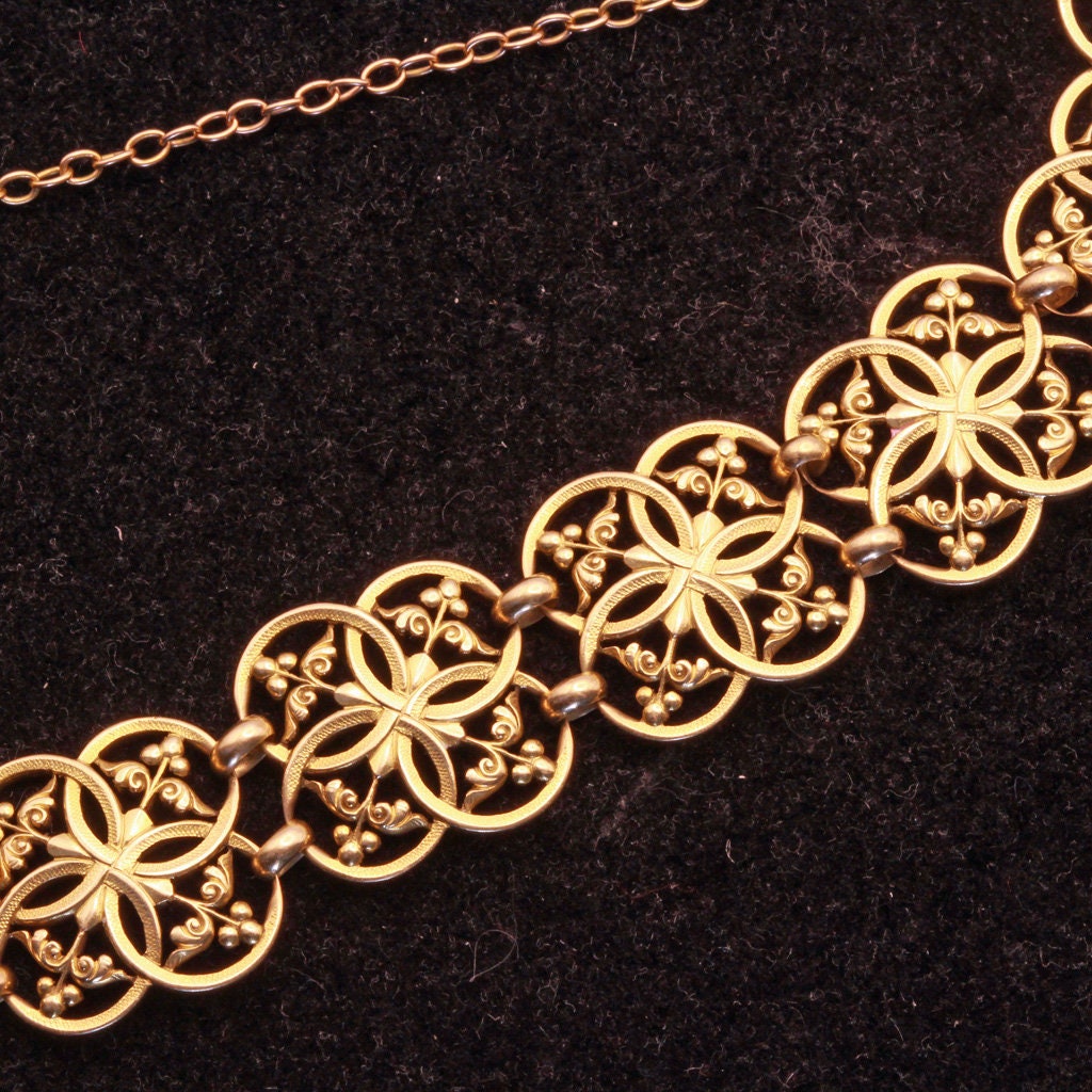 Jules Louis Wiese Antique Bracelet 18k Gold Gothic Renaissance Revival (7177)