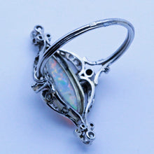 Antique Art Nouveau Ring Platinum Diamonds Opal French Fab opal colors (7181)