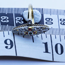 Antique Victorian Art Nouveau French Ring 18k Gold Rubies Emeralds Diamond (7188)