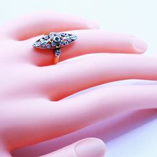 Antique Victorian Art Nouveau French Ring 18k Gold Rubies Emeralds Diamond (7188)