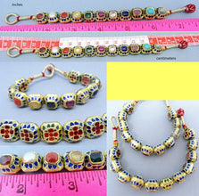 Antique Pair Bracelets Gold Gems Enamel Mughal Navaratna Amulets Appraisal (5759