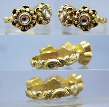 Antique Ring Gold Diamonds Flowers Fish Pisces India Unisex Man or Woman (5755)