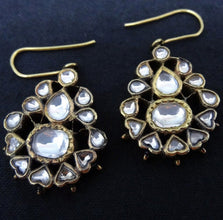 Antique Earrings White Sapphires Ear Pendant Silver Gold w Appraisal India(5743)