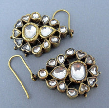 Antique Earrings White Sapphires Ear Pendant Silver Gold w Appraisal India(5743)