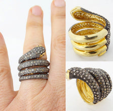 Snake Ring Gold Silver 1 1/4ct Diamonds Coiled Snake w Appraisal (5719)