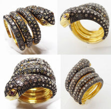 Snake Ring Gold Silver 1 1/4ct Diamonds Coiled Snake w Appraisal (5719)
