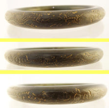 Antique Chinese Jade Bangle Hand Carved Engraved Dragons from solid jade (5676)