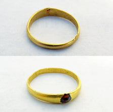 Antique Antiquity Medieval Gold Ring with Garnet 13th - 14th Century AD (5660)
