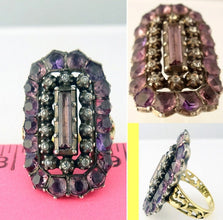 Antique Georgian Ring 18k Gold, Silver, Foiled Paste French 18C-Early 19C (5627)