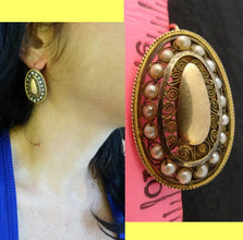 Antique Georgian Napoleon I Imperial Earrings Gold Pearls Cannetille (5619)