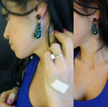 Antique Earrings Ear Pendants Gold w cabochon Turquoise Bubbles (5601)