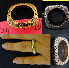 Mystery Alishan Ring 18k Gold Diamonds Square Wedding Band Gothic Unusual (5630)