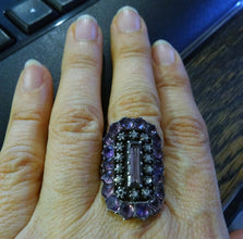 Antique Georgian Ring 18k Gold, Silver, Foiled Paste French 18C-Early 19C (5627)