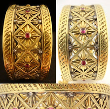 Antique Bangle Cuff Bracelet Gold Rubies Diamonds Froment-Meurice France (5614)