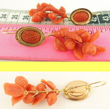 Antique Victorian Earrings Ear Pendants Carved Crl Gold Acorn Day Night (5600)