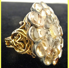 Antique Georgian 18th Century Ring 19.25ct Gold Scroll Mount, Topaz Rock Crystal Iberian (5595)