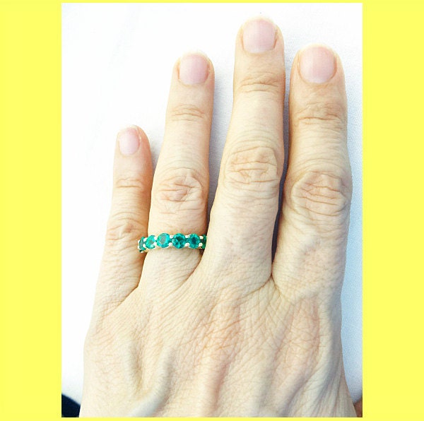 Emerald Ring Wedding Anniversary Band Estate 18k Gold Ring w Appraisal (5563)