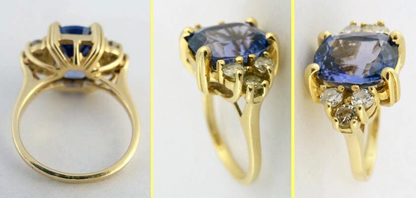 Ring Tanzanite Diamonds Gold w GIA Certificate Engagement Wedding Ring (5498)