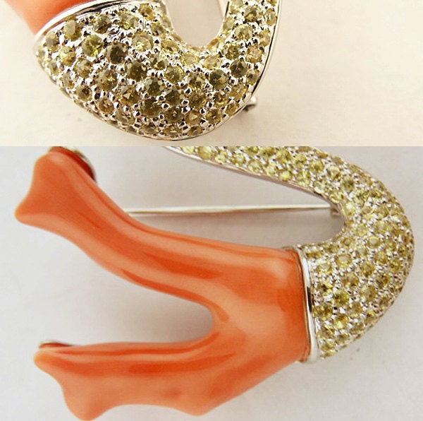 Vintage Pendant Brooch 18k Gold Sapphires Crl Swan Appraisal Unisex (5560)
