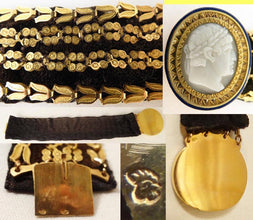 Antique Georgian Bracelets Gold Cameo Napoleon Bonaparte portraits c1804 (5354)