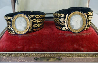Antique Georgian Bracelets Gold Cameo Napoleon Bonaparte portraits c1804 (5354)