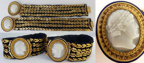 Antique Georgian Bracelets Gold Cameo Napoleon Bonaparte portraits c1804 (5354)