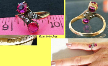 Antique Victorian Ring Ruby Diamond Crossover 18K Gold w Appraisal (5257)
