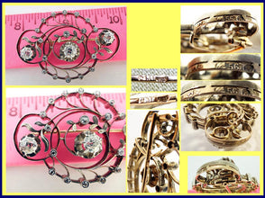 Art Nouveau Brooch Diamonds Gold Silver Antique Art Nouveau Brooch Diamonds 14k Gold Silver Imperial Russian (5214)w Appraisal (5214)