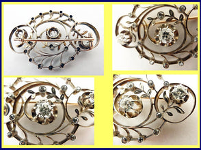 Art Nouveau Brooch Diamonds Gold Silver Antique Art Nouveau Brooch Diamonds 14k Gold Silver Imperial Russian (5214)w Appraisal (5214)