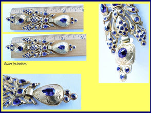 Antique Georgian Iberian Earrings Ear Pendants Gold Amethyst 3.5in Long (5197)