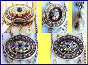 Antique Necklace Normandy France En Esclavage 18k Gold Enamel Paste (5140)