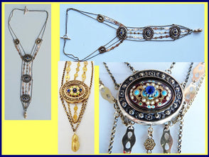 Antique Necklace Normandy France En Esclavage 18k Gold Enamel Paste (5140)