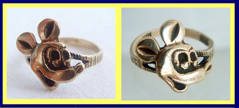 Vintage Mickey Mouse Pinky or Child 's Gold Ring Made Circa 1930 - 1940 (#5015)