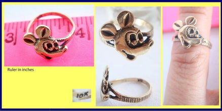 Vintage Mickey Mouse Pinky or Child 's Gold Ring Made Circa 1930 - 1940 (#5015)